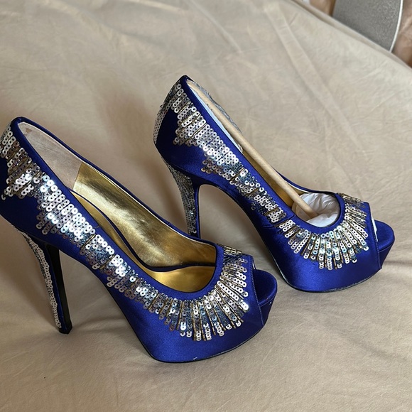 Nine West purple and silver heels - Picture 2 of 6